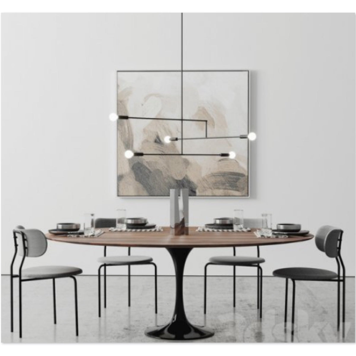 TR70014b Tulip walnut veneer table